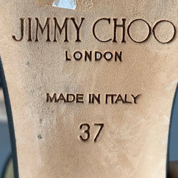 JIMMY CHOO Size 7 Black Leather Studded Snaps Sandals - Picture 8 of 8